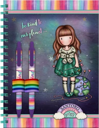 SANTORO GORJUSS ΣΕΤ ΣΗΜΕΙΩΜΑΤΑΡΙΟ ΜΕ ΓΡΑΦΙΚΗ ΥΛΗ BE KIND TO OUR PLANET 1212GJ03