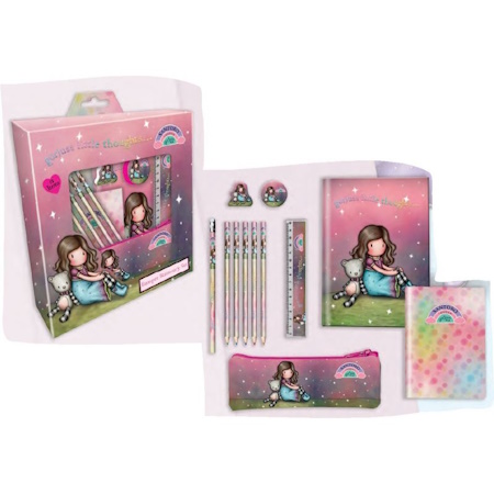 SANTORO GORJUSS STATIONERY SET ΣΕ ΚΟΥΤΙ ΔΩΡΟΥ ΤΕΤΡΑΔΙΟ ΚΑΣΕΤΙΝΑ ΞΥΛΟΜΠΟΓΙΕΣ ΜΟΛΥΒΙ ΞΥΣΤΡΑ ΓΟΜΑ ΧΑΡΑΚΑΣ